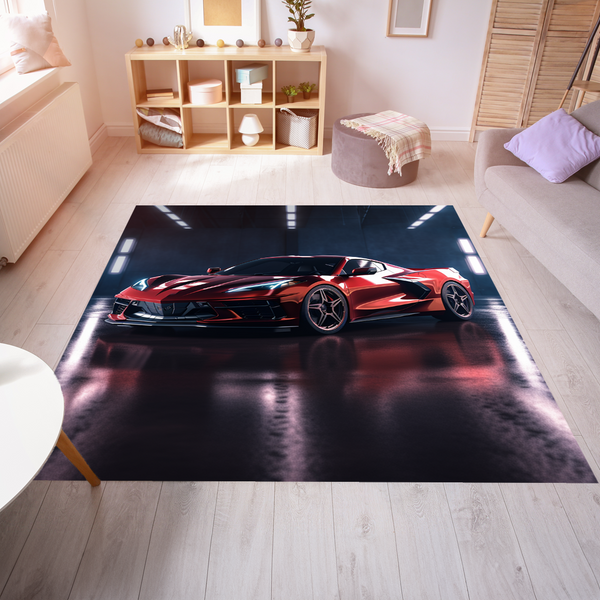 Red Sports Car in a Showroom